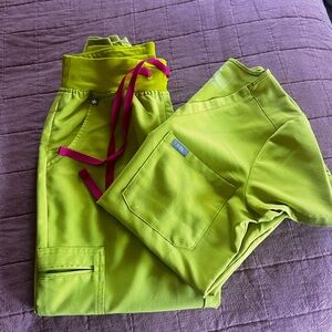 Fig high waisted uniform top XS bottom S